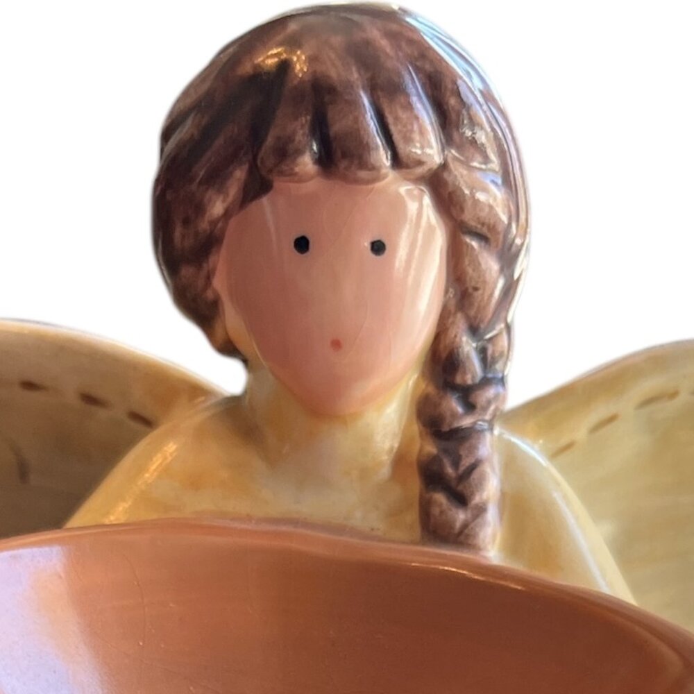 RUSS BERRIE Handpainted Angel Scented Wax Warmer or Candle Holder Vintage Dove